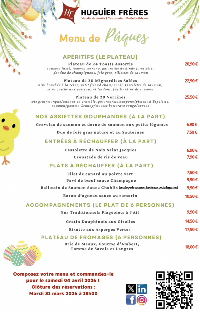 Menu de Pâques